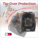 BLACK+DECKER Personal Ceramic Heater, Space Heater for Office Desk, Home Office & Personal Use Desk, 2 Heat & Fan Only Settings, Adjustable Thermostat, BHDC201, Black