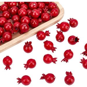 CHGCRAFT 50Pcs Mini 0.79 Inch Artificial Pomegranate Realistic Fake Fruit Lifelike Apple Simulation Foam Pomegranate for Floral Arrangements Halloween Christmas Home Kichen Display Decor