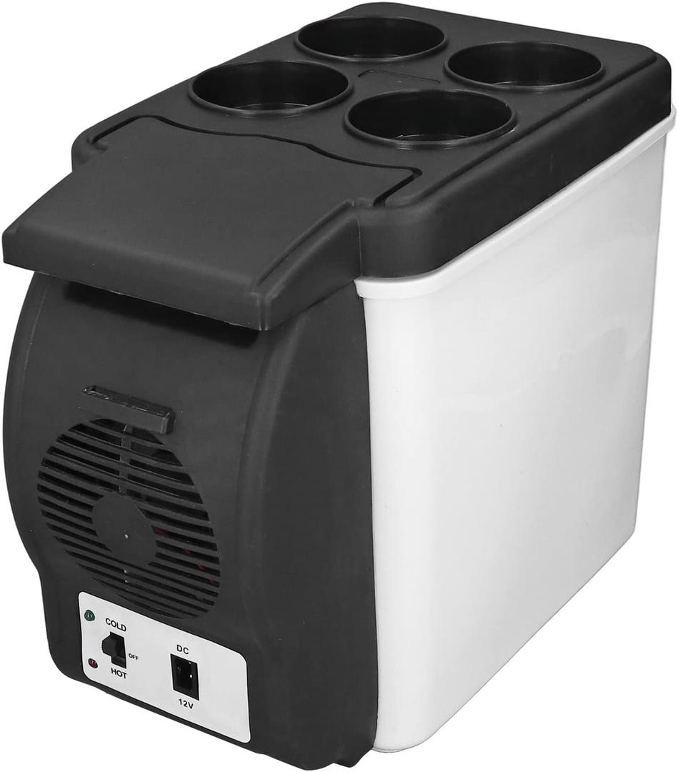 12V Car Refrigerator, Portable Car Fridge Warmer Cooler with 6L Capacity, 12V DC or 100-240V AC Dual Hot Cold Electric Refrigerator for Car RV Camping Travel, Minimum Freshness Temperature about 15C