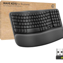 Logitech Wave Keys for Business, Wireless Ergonomic Keyboard with Cushioned Palm Rest, Secure Logi Bolt Technology, Bluetooth, Compatible with Windows/Mac/Chrome/Linux - Graphite