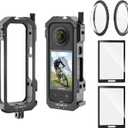 Insta 360 X4 Aluminum Frame Cage Case Bag Glass Lens Guard Set Screen Protector for Insta360 X4 X 4 Accessories Kit Anti-Scratch Metal Housing Shell Tempered Glass Protective Film Cover