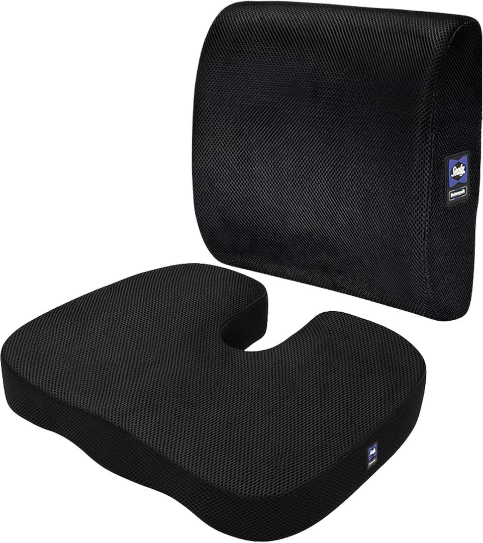 Sealy Memory Foam Seat Cushion for Car and Office Chairs  Tailbone Pain Relief, Posture Support, and Comfort for Home Office Use