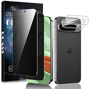 2+2 Pack Privacy Screen Protector for Google Pixel 9, Anti-spy Tempered Glass Screen Protector and Camera Lens Protector [Easy Installation]