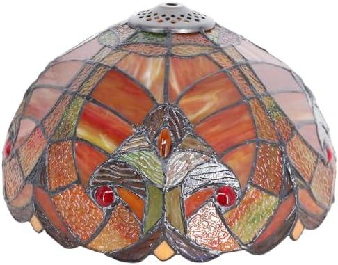 Tiffany Lamp Shade Replacement Only 12X6 Inch Stained Glass Style Lampshade with Cap fit for Table lamp Pendant Light Ceiling Fixture (Red)