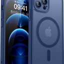 CANSHN Magnetic Compatible with iPhone 12 Pro Case, Upgraded [Full Camera Protection] [Compatible with Magsafe] [Translucent Matte] Shockproof Protective Phone Cover 6.1 Inch - Deep Blue