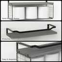 WOPITUES Floating Shelves with Wire Storage Basket, Bathroom Shelves Over Toilet with Protective Metal Guardrail, Wood Wall Shelves for Bathroom Organizers and Storage, Toilet Paper- Gray