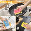 2 x 3-Pack Toast-Shaped Kitchen Dish Scrub Sponges, Temperature Controlled Colorful Non-Scratch Dual-Sided Cleaning Pads, Multipurpose Premium Cleaning Sponges for Kitchen, Bathroom & Household Use