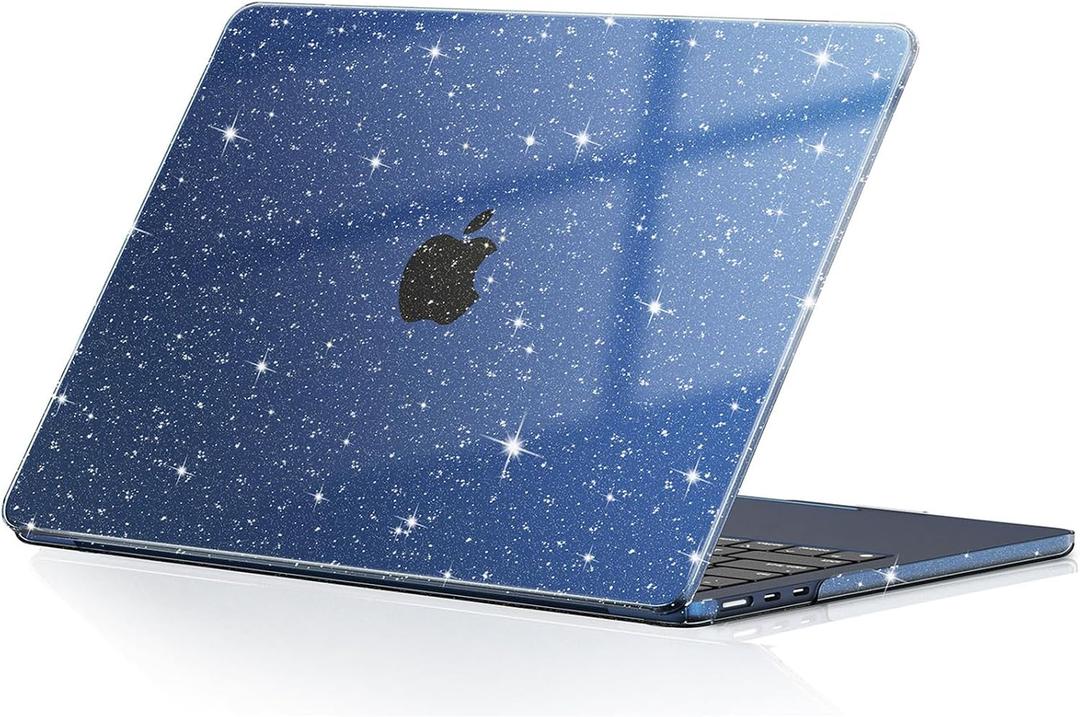 EooCoo Case Compatible with MacBook Air 13 inch M5 2026-2022 M4 M3 M2 A3449 A3240 A3113 A2681, Hard Shell Scratch Resistant Protective Cover Compatible for MacBook Air 13.6 inch, Sparkly Midnight