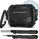 MOBOSI for AirPods Pro 3 Case with Lock, Compatible with AirPod 3rd Gen Cover [Fit for MagSafe], Military Grade Hard Shell for iPods Pro3 with Cleaner Kit & Keychain for Men(2025), Black