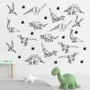 Yovkky Origami Dinosaur Wall Decals Stickers, Sketch Dino Plant Boys Toddler Baby Nursery Decor, Funny Home Decorations Kids Bedroom Playroom Art