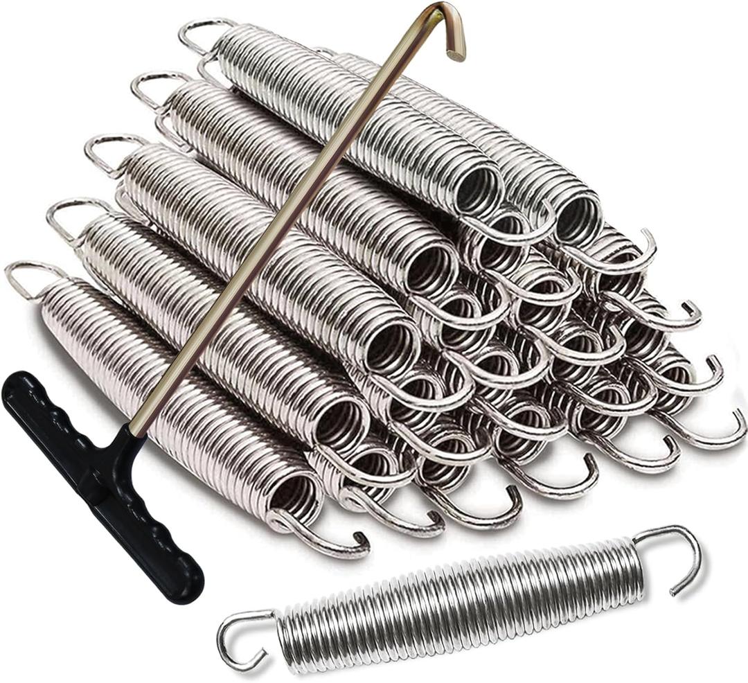 Eurmax USA Trampoline Springs Heavy Duty Stainless Steel ReplacementSprings with T Hook, 20pcs-Pack (7 inch)