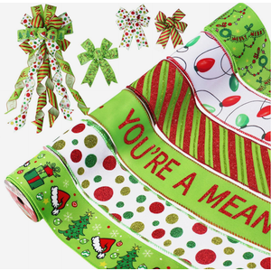 Christmas Ribbon Wired 2.5 inch 5 Rolls 30 Yards Red and Green Christmas Ribbon 