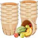Wooden Berry Baskets Bulk Square Wood Fruit Baskets 10 Pack, 7.9 x 5.9 inches