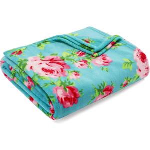 Betsey Johnson Bouquet Day Plush-Fleece Blue Throw Blanket-50X70 Betsey Johnson Bouquet Day Plush-Fleece Blue Throw Blanket-50X70