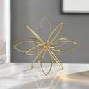 8" Gold Decorative Sphere, Metal Floral Tabletop Sculpture, Abstract Tabletop Decorative Ball for Home Metal Sphere Decor