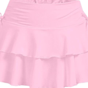 Girls Summer Tennis Tiered Skirts Athletic High Waisted Ruffle Mini Skirts with Shorts, Size M