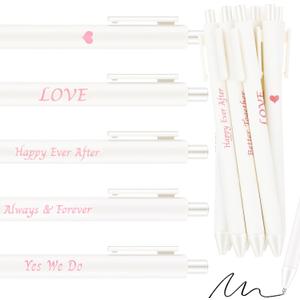 Ctosree 50 Pcs Bridal Shower Pens Wedding Pens for Guest Book Black Ink Retractable Ballpoint Pen for Bridal Shower Proposal Bachelor Slumber Party Women(Rose Gold Word, Elegant)
