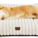 Bedsure ComfyFleece™ Cute Dog Couch for Medium Dogs - As Seen on TV on Good Day New York, Dog Couch Bed with Removable, Washable Cover, Supportive Pet Sofa, for Medium Large Dogs, 36inch, Cream