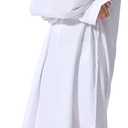 Boy's Muslim Arab Islamic Kaftan Embroidered Robe Solid Color Thobe Islamic Arabic Abaya Ethnic Dress With Pockets, 7-8Y