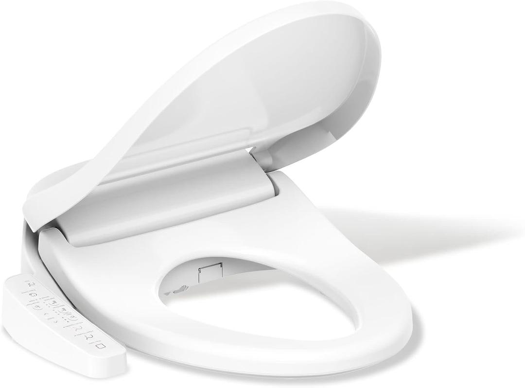 Kohler PureWash E580 Round Bidet Toilet Seat, White, Quiet-Close Lid Prevents Slamming, Self-Cleaning Wand, Adjustable Water Pressure with Multiple Cleansing Options