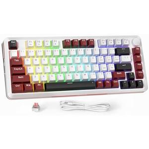 Redragon K721 Rapid Trigger Mechanical Keyboard, 8K Hz Gasket Mounted RGB 75％ Wired Gaming Keyboard with Volume Knob, Support Web & Client Driver, Magnetic Switch Fast Adjustable Actuation for PC MAC