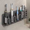 Electric Toothbrush Holder Wall Mounted, Aluminum Bathroom Organizer with No Drill - Holds 6 Toothbrushes & Toothpaste (3 Slots)