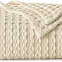 Bedsure Cooling Cotton Waffle Twin XL Blanket - Lightweight Breathable Blanket of Rayon Derived from Bamboo for Hot Sleepers, Luxury Throws for Bed, Couch and Sofa, Beige, 66x90 Inches (Twin XL (66" x 90"), Beige)
