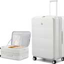 Hanke Hardside Expandable Large Checked Luggage, 28 Inch Top Opening Trunk Luggages with Spinner Wheels, All-PC Hard Shell Suitcase, Lightweight TSA Approved (Smoke White, 120L)