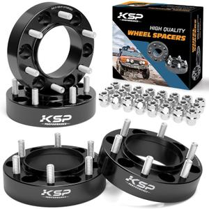 KSP 6X5.5 Wheel Spacers Fit for Tacoma 4runner, 1.5 inches Forged Hub Centric Adapters Kits with Extended Open Lug Nuts fit 6 Lug Wheels Without Locking hub, Package of 4 (6061 T6 Aluminum Black)