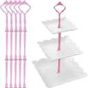 3 Tier Tiered Plate Hardware Kits Fruit Cake Plate Handle Fitting Hardware Rod Cucake Stand Tower Holder Pink Crown 5 SetsPlate not Included