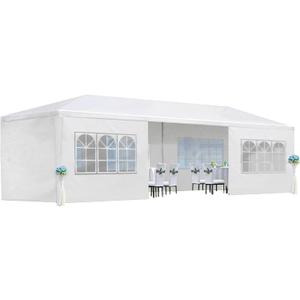 10'x30' Party Tent, Outdoor Wedding Canopy Tents for Parties with 8 Removable Sidewalls, Heavy Duty Canopy Outside Gazebo Event Tent for Parties Garden Patio Backyard, White