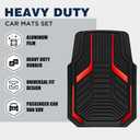 PIC AUTO Heavy Duty Rubber Floor Mats, Red Aluminum Film Car Mats Set, Front and Rear Car Mats with Anti-Slip Backing, All Weather Protection, Trim-to-Fit for Automotive SUV, Sedan, Van