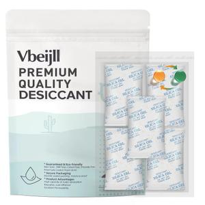 2 Gram (50 Pack) Color-Indicating Silica Gel Packets, Each 5 Pack Individually Sealed, Food Grade Desiccant - Rechargeable Moisture Absorbers for Food Storage, Electronics, 3D Filament & Safes