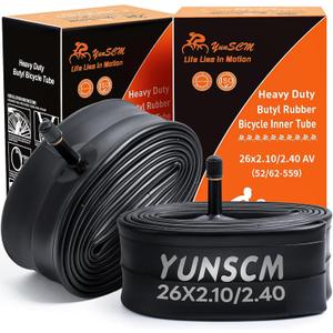 2-PCS 26" Heavy Duty Bike Tubes 26X2.10/2.40 AV32mm Schrader Valve (52/62-559) Bicycle Tubes Compatible with 26 X 2.10 26 X 2.125 26X2.20 26X2.25 26X2.30 26x2.35 26X2.40 Bike Bicycle Tire Tubes