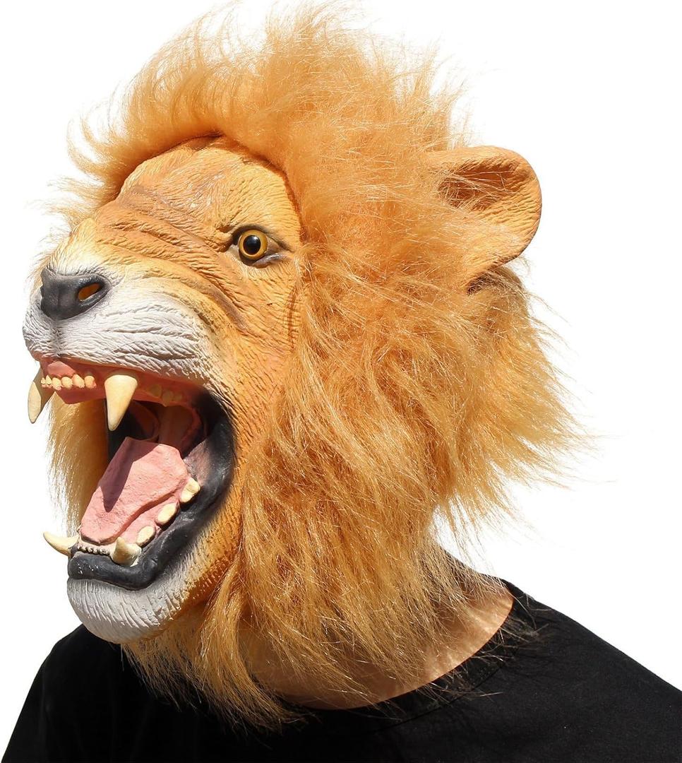 CreepyParty Novelty Halloween Costume Party Animal Jurassic Head Mask (Lion)