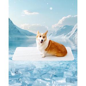 Dog Cooling Mat - Instant Cooling Pet Bed for Dogs & Cats, 6-12F Drop, Non-Toxic & Machine Washable, Anti-Slip Bottom, Cool Mat for Indoor & Travel Use Light Gray 36" x 24"