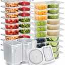 QCQHDU Snack Containers with Lids, 4.4 oz Small Plastic Snack Boxes 2 Compartments for Portion Control and Meal Prep Lunch Food Sauce Containers for On-the-Go Meal, Camping, Travel, Office, 50 Sets