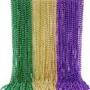 150 Pack 33" Gold Purple Green Mardi Gras Plastic Beaded Necklaces - Bulk Party Favors for Parade Throws, Costume Accessories, Graduation, Summer Festivals & Daily Decor