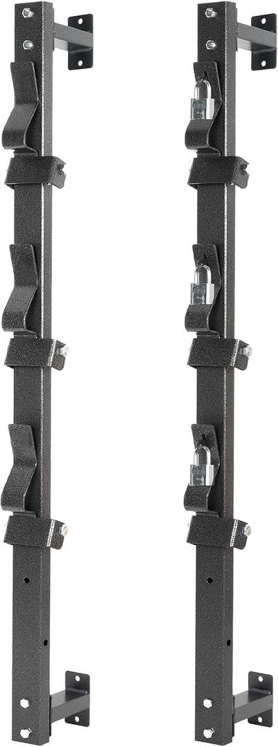Trimmer Rack, 3 Place Heavy Duty Weedeater Rack for Walls, Open and Enclosed Trailers with Locks, Black Steel
