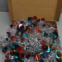 5FT Pop Up Christmas Tinsel Tree with 2 Modes 50 LED Lights and Colorful Sequins Ornaments, Easy-Assemble and Store for Xmas Home Holiday Fireplace Party Decorations