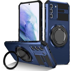 360Spin Magnetic Stand for Samsung Galaxy S21 Case Military Grade Shockproof Slim Protective Case for Samsung S21 with Ring Kickstand, Blue