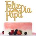 Feliz Dia Papa Cake Topper, Feliz Cumpleaños Papa, Happy Fathers Day Decorations, Dad Birthday Party Decoration Supplies Gold Glitter