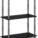 Furinno Turn-N-Tube 3-Tier Compact Multipurpose Shelf Display Rack with Classic Tube, Black/Grey