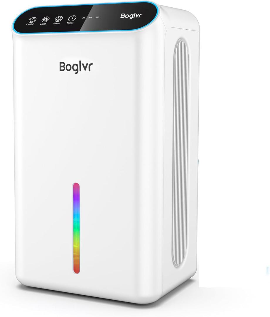 Dehumidifier for Home, 85 OZ Water Tank, (800sq.ft) Small Dehumidifiers for Bathroom Bedroom Basement with Drain Hose, Auto Shut Off, 3 Gear Timer, Sleep Mode, 7 Colors LED Light