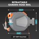 OLIXIS Retractable Garden Hose Reel, 1/2'' x 150 ft Water Hose with Nozzle