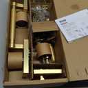 Kwikset Prava Front Door Lock Handle and Deadbolt Set, Entry Handleset Exterior with Interior Reversible Lever, Satin Brass, Pick Resistant SmartKey Rekey Deadbolt Security, with Microban Protection