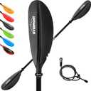 Overmont Kayak Paddles with Leash - Heavy Duty Aluminum Alloy Shaft Boating Oar for Kayaking Boating Canoeing 218cm/86in - 230cm/90.5in - 241cm/95in (Blk)