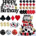 Knana 33Pcs Casino Cake Toppers Dice Poker Cake Decorations Casino Theme Happy Birthday Cake Decorations