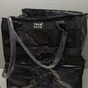 Reusable Grocery Bag On Wheels(Medium -Black), Rolling Tote Bag, Shopping Cart with 8 Pockets and Zipper Cover for Trips, Foldable, Heavy Duty Handles, Carries Up to 46LBS