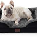 Bedsure Orthopedic Dog Bed Medium Size Dogs - Washable Medium Dog Cat Bed Waterproof, Comfort Pet Couch Sofa with Washable Removable Cover, Pets Bed with Nonskid Bottom, Plush-Black, 28"l X 23"w X 6.5"th